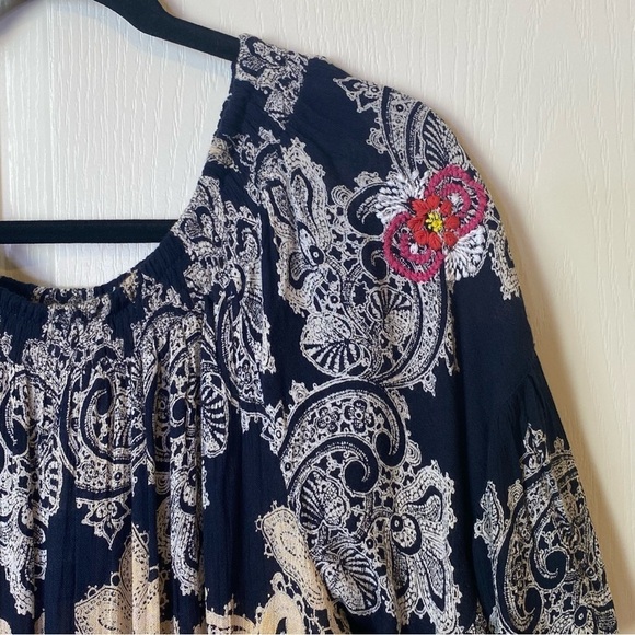 Raga Anthropologie Jolie Off Shoulder Ruffled Smocked Jumpsuit Medium NWT - Picture 6 of 13